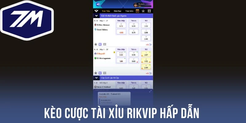 Kèo cược tài xỉu Rikvip hấp dẫn 