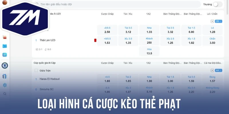 Loại hình cá cược kèo thẻ phạt 
