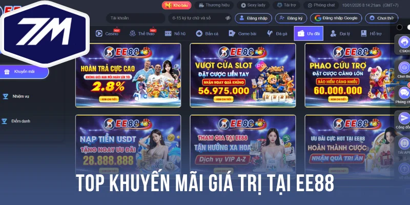 Top khuyến mãi giá trị tại Ee88