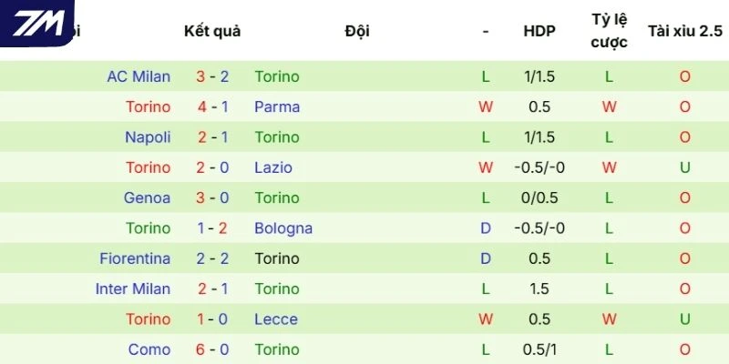 Thành tích thi đấu của Torino