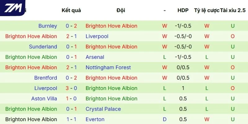 Chuỗi trận của Brighton