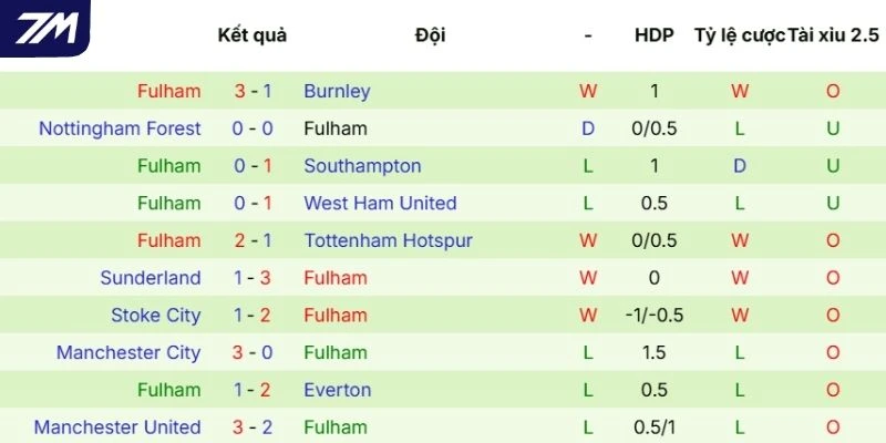 Màn trình diễn vừa qua của Fulham